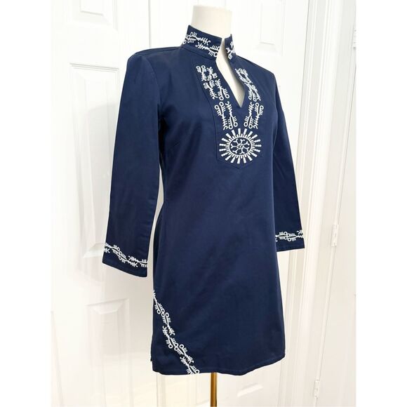 Sail to Sable Dresses & Skirts - STS Sail to Sable Embroidered Navy Long Sleeve Band Collar Tunic Dress Size XS